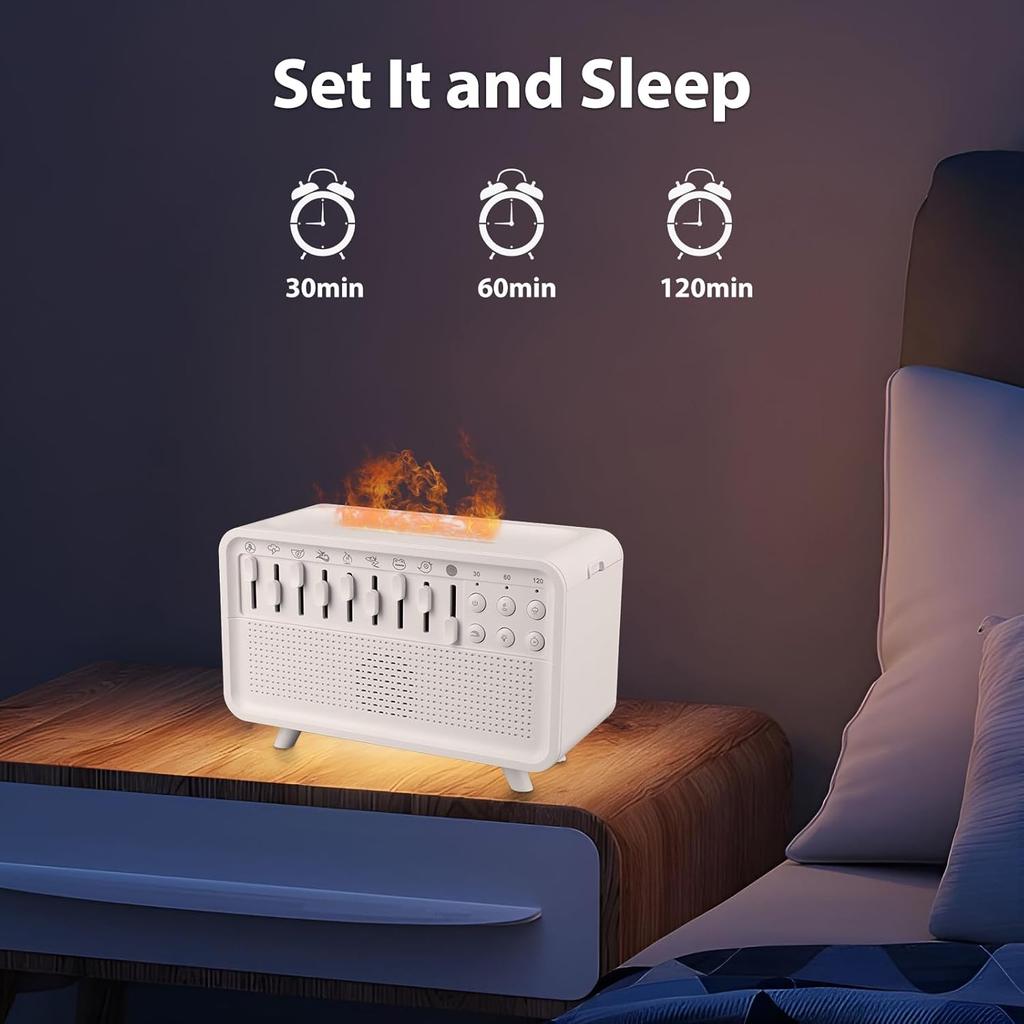 LED Sleep Sound Machine with 8 Nature Sounds Portable BT Speaker Timer Essential Oils Humidifier for Bedroom Living Room Bedside