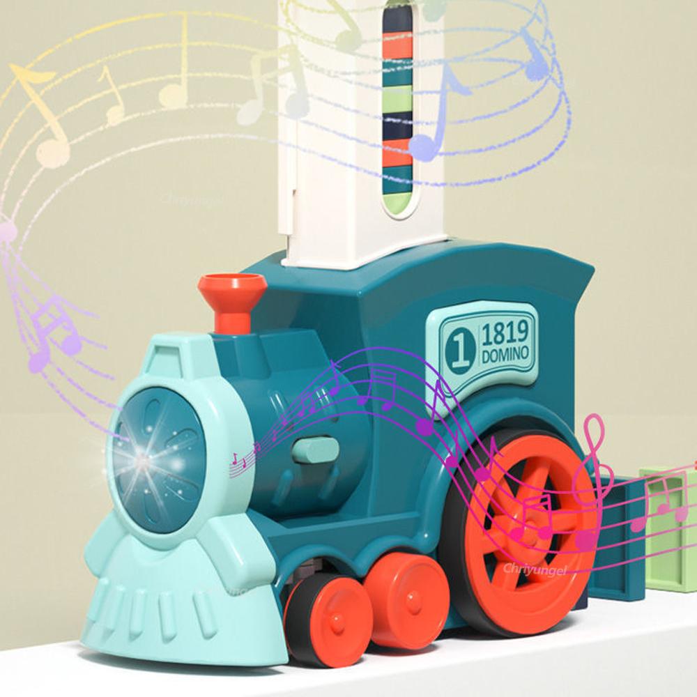 Domino Train for Kids Automatic Laying Electric Car Colorful Dominoes Set Brick Blocks Kits Games Educational Toys Girl Boy Gift