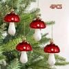 4PCS Christmas Mushroom Hanging Decorations - Red and White Bright Faced Mushrooms, Used for Christmas Tree and Party Decoration