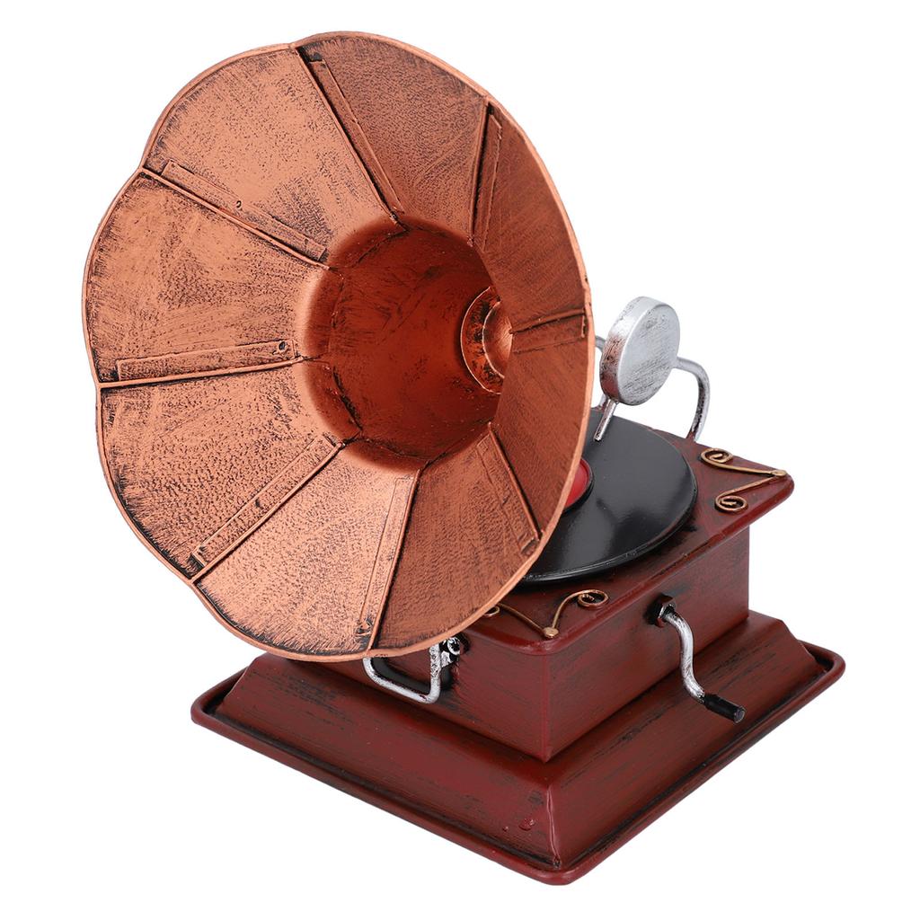 Vintage Phonograph Decor Iron High Simulation Exquisite Workmanship Antique Gramophone Model for