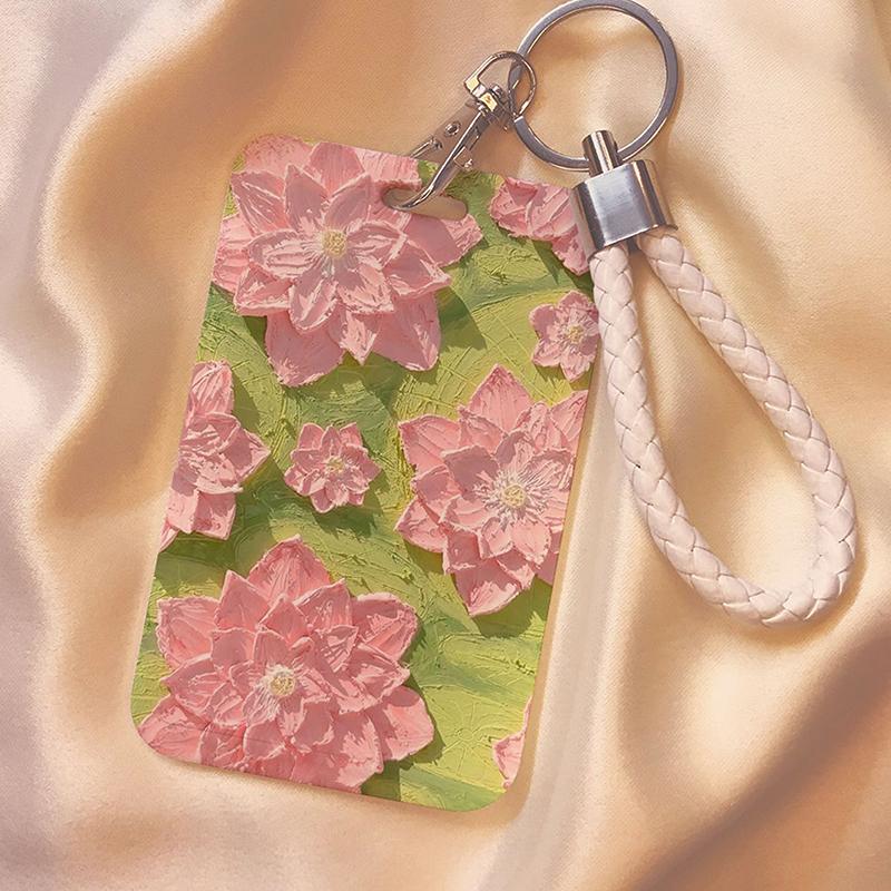 

Милые милые держатели для карточек с масляной живописью, цветы, держатели для пластиковых карт, обложка для удостоверения личности