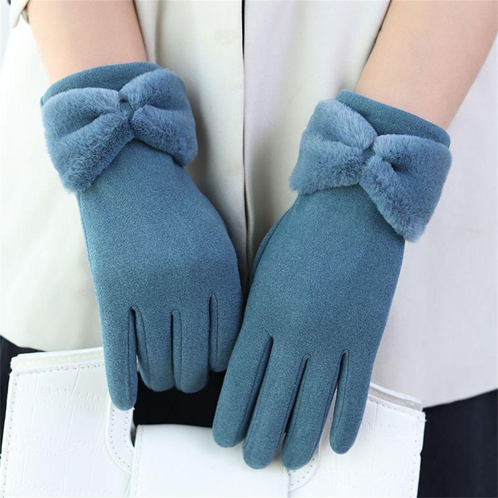 Fashion Thickened Warm Gloves Windproof Cold Proof Touch Screen Winter Gloves All Finger Mittens for Women Girls