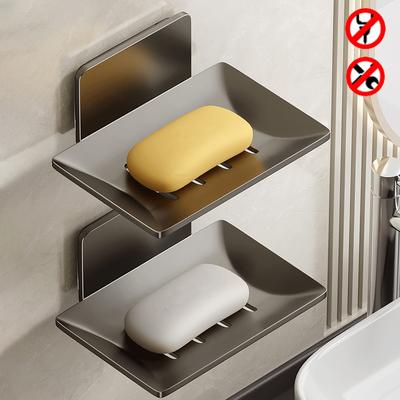 Abnehmbarer Seifenhalter Klebend Schwarz Weiß Grau Aluminium Kreativ Waschraum Handwäsche Badezimmer Dusche Seifenhalter Ablage