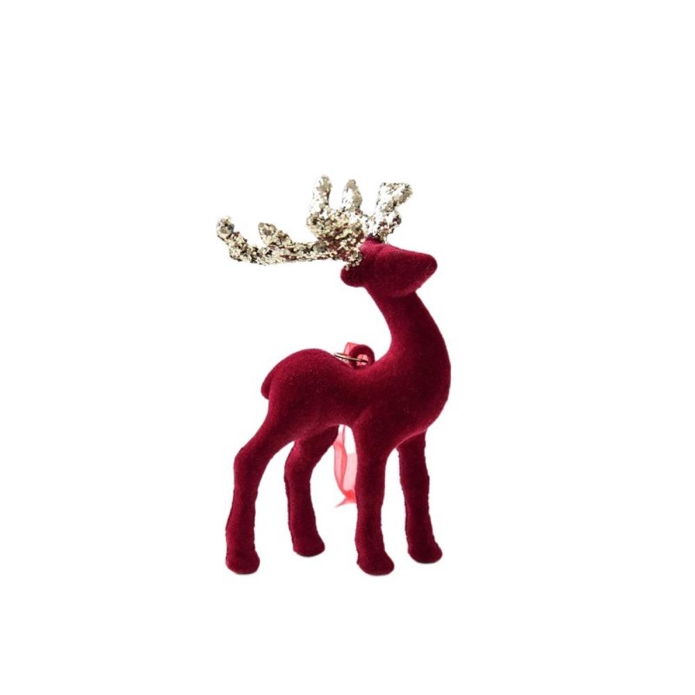 Wine Red Christmas Reindeer Ornaments Hanging  Pendant Elk Ornament Deer Ornaments  Xmas Party