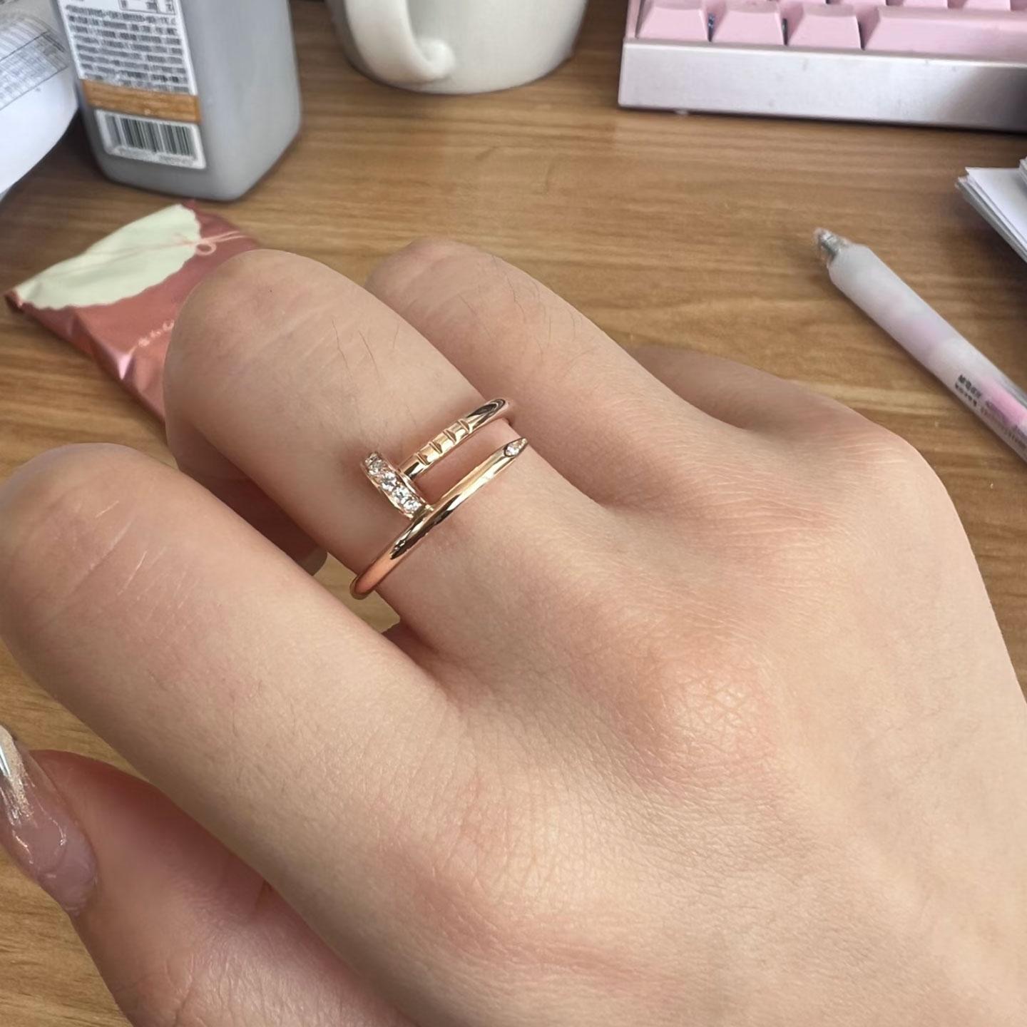 

Nail Ring Plated with 8K Rose Gold, Couple Men s and Women s Ring Gypsy, High-end Full Diamond NO8-10