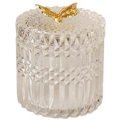 Golden Butterfly Crystal Glass Jar Necklace Ring Jewelry Box with Lid Exquisite Candy Jar Crafts Storage Container Home Decor
