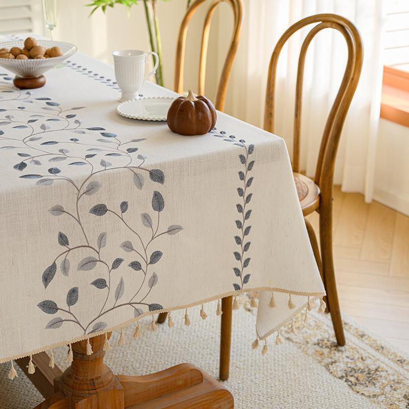 Modern Minimalist Waterproof Linen Tablecloth Rectangle Coffee Desk Table Cover White Fresh Style