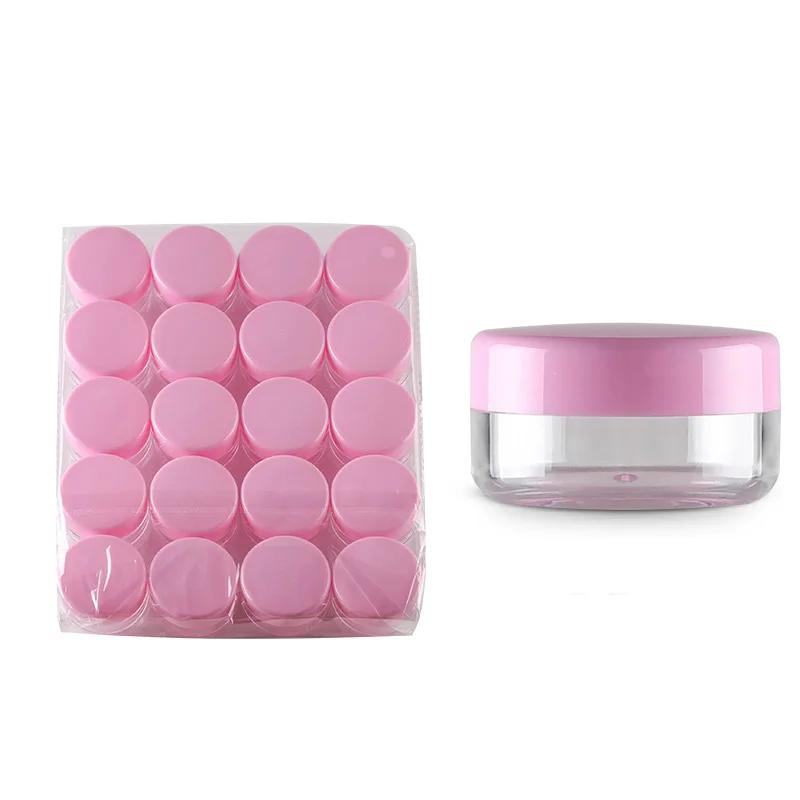 3/5/10/15/20g Cosmetic Jars 20/35pcs Black Small Plastic Makeup Pot Jar Pink Refillable Transparent Sample Bottles for Lip Blam