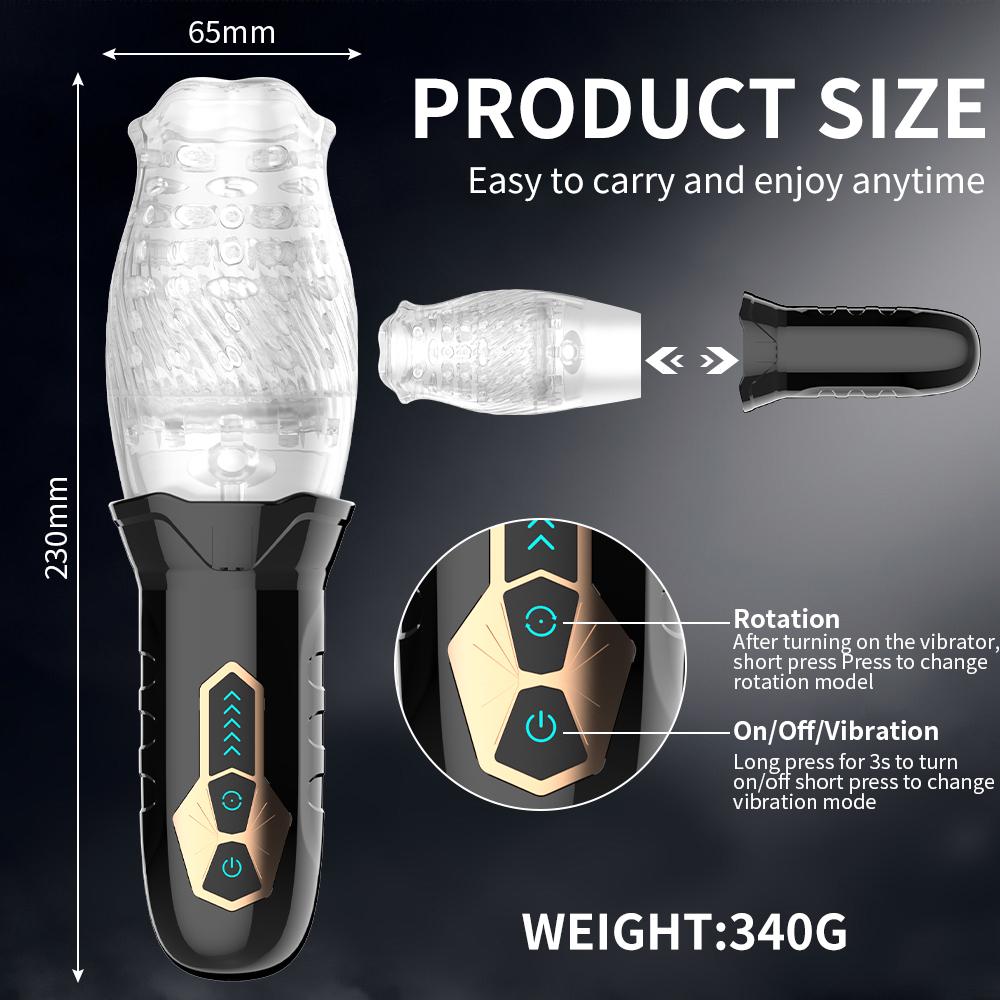 Male Automatic Masturbator Cup 360° Rotating  Penis Blowjob Pussy Stimulator Vagina Real Oral Vibrator Sex Toys for Adults Men
