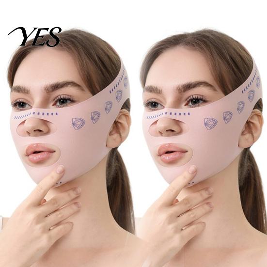 Face Slimming Bandage 2Pcs V Lifting Bandage, Double Layer Chin Strap Nasolabial Fold Reducer for Jawline, Breathable Facial Tightening Mask 2pcs