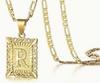 Collana con Ciondolo 26 Lettere Placcata Oro con Catena Spessa