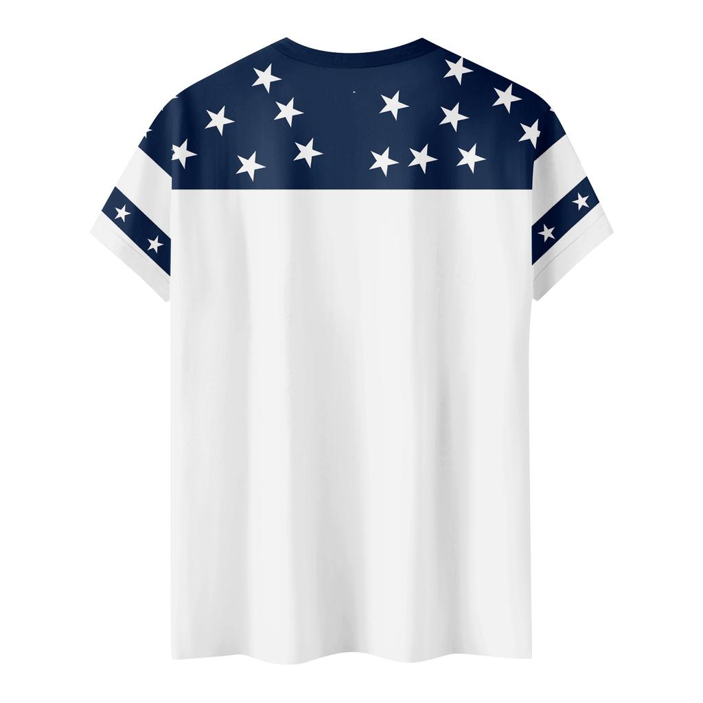 Camiseta feminina casual estampada gola redonda pulôver manga curta top