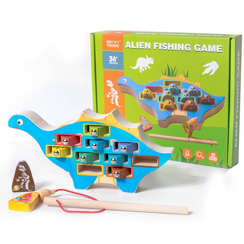 

Детские игрушки для рыбалки с животными Монтессори Деревянная магнитная игра-рыбалка Мультяшная удочка Развивающие игрушки для детей Рождественский подарок