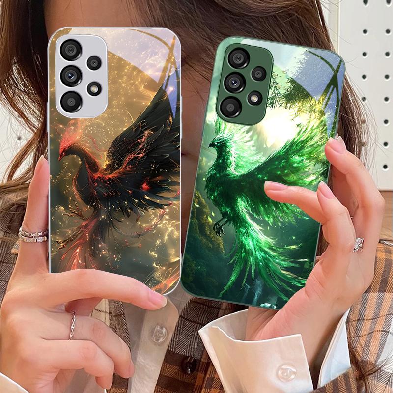 Golden Phoenix Unfolding For Samsung Galaxy S10 4G S20 11E 30 S21 22 S24 Fe Pro S23 S25 Ultra 5G S9 Tempered Glass Phone Case