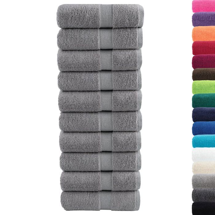 VidaXL Serviettes d'invité de Qualité Supérieure 10 pcs, Draps de Bain, Essuie-mains, Serviette de Visage Salle de Bain, 137304