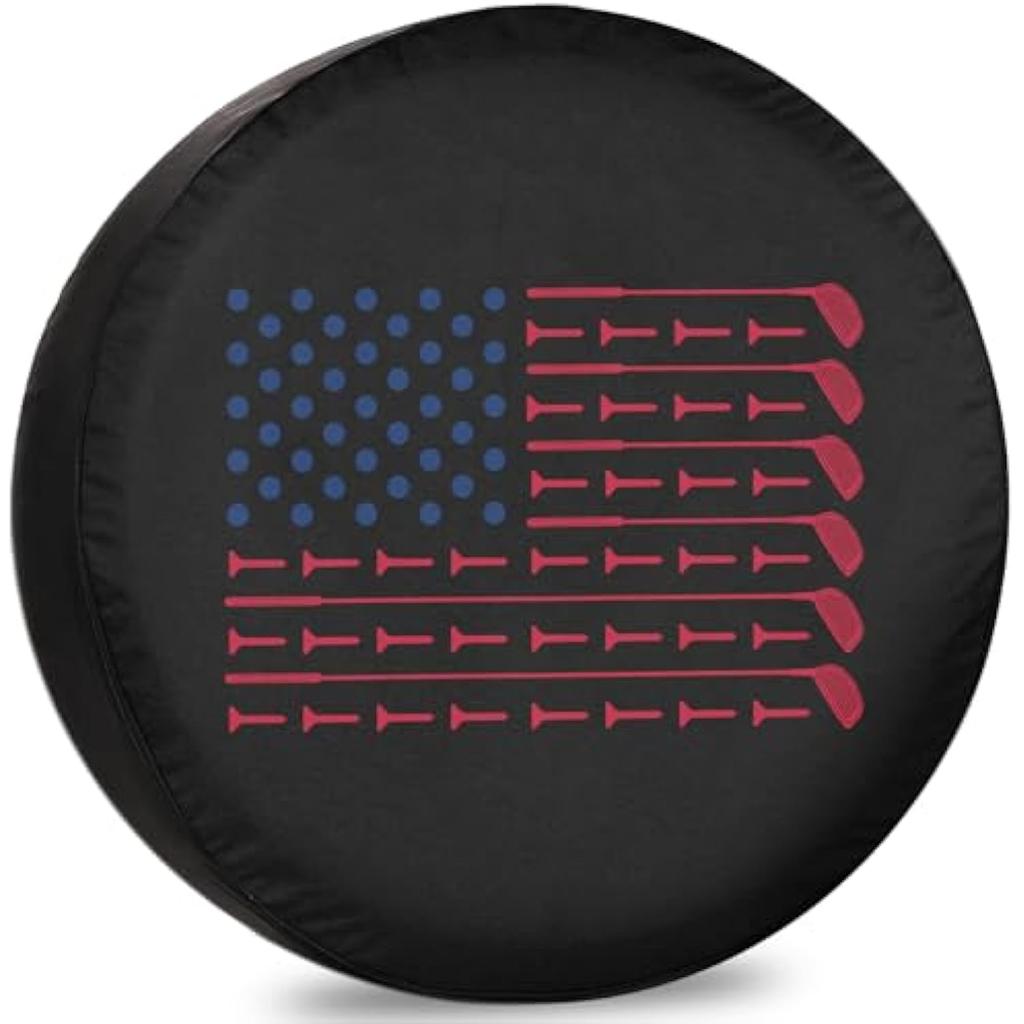 Golf Flag American Flag Spare Tire Cover RV Trailer Waterproof Outdoor Accessories