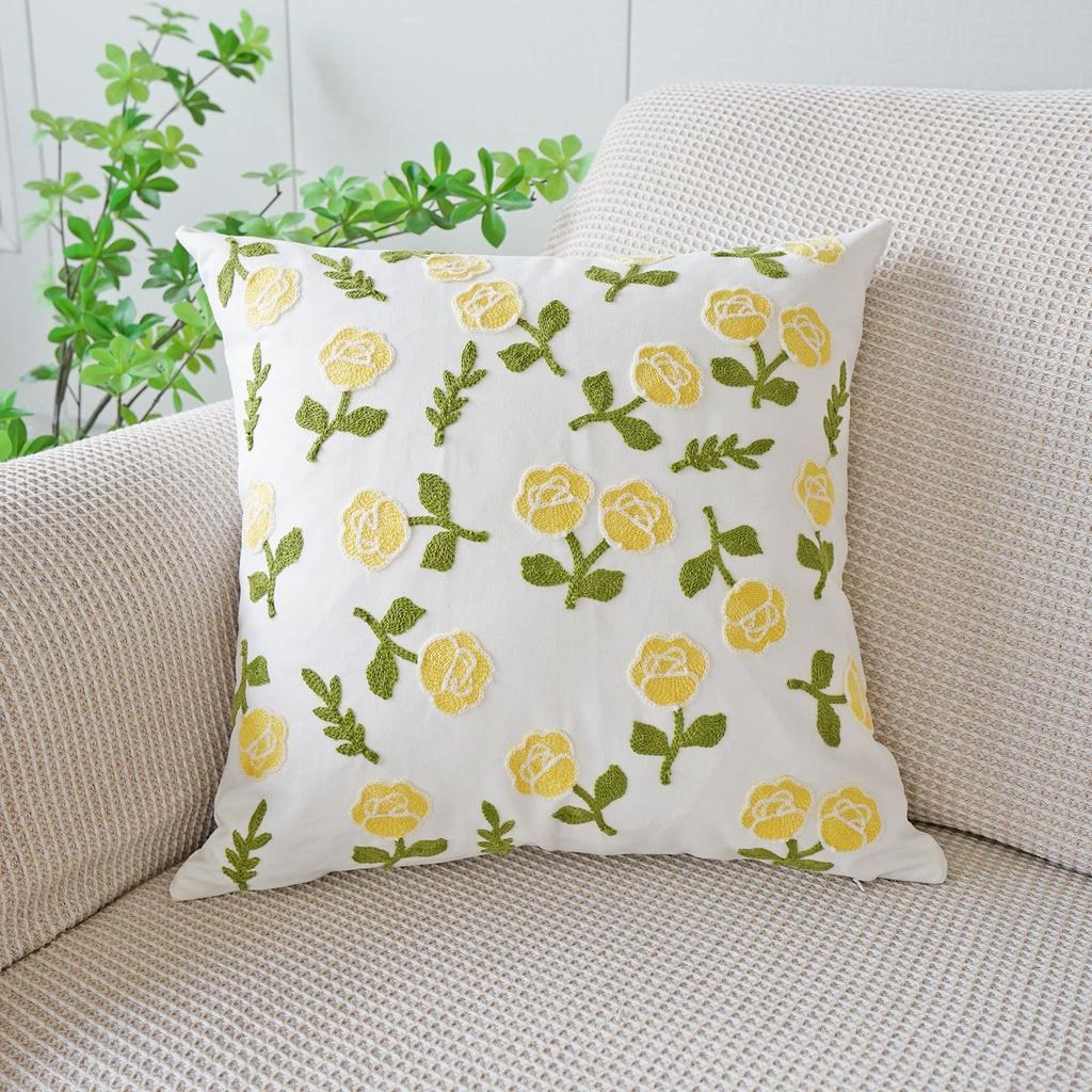 45x45cm Pastoral Flower Embroidered Pillowcase Plant Towel Embroidery Throw Pillow Cushion Cover Decoration Home Sofa Cojines