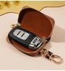 Leopard Pattern Car Key Case for Men and Women Motors Key Cover Leather Car Key Holder with Keychain Car Accessories Coffee Pink