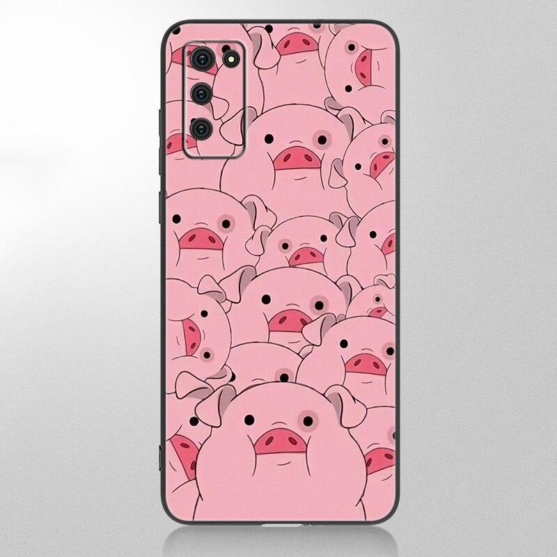 Cartoon Cute Pig Phone Case For Samsung Galaxy A12 A02S A22 A32 A52 A72 A71 A51 A41 A31 A21 A11 A50 A70 A10S A20S Black Cover