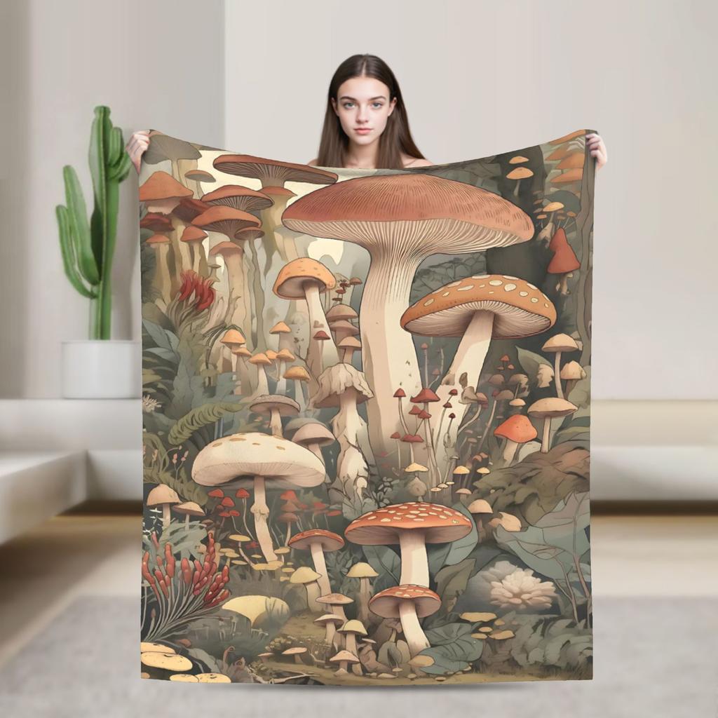 Cartoon Mushroom Blankets Fleece Decoration  Portable Super Warm Throw Blanket for Bedding Office Bedspreads
