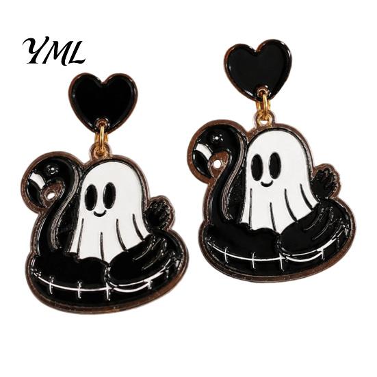 Flamingo Swimming Ring Jewelry 1 Pair Summer Halloween Ghost Earrings for Women, Cute Cartoon Dangle Pool Float Drop Earrings, 2D Acrylic Holiday
