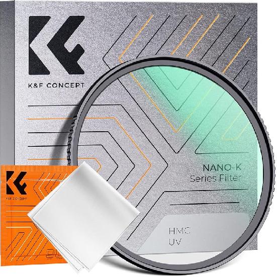 K&F CONCEPT 43mm MCUV Lens Protection Filter 18 Multi-Coated Camera Lens UV Filter Ultra Slim with Cleaning Cloth (K-Series) 52mm