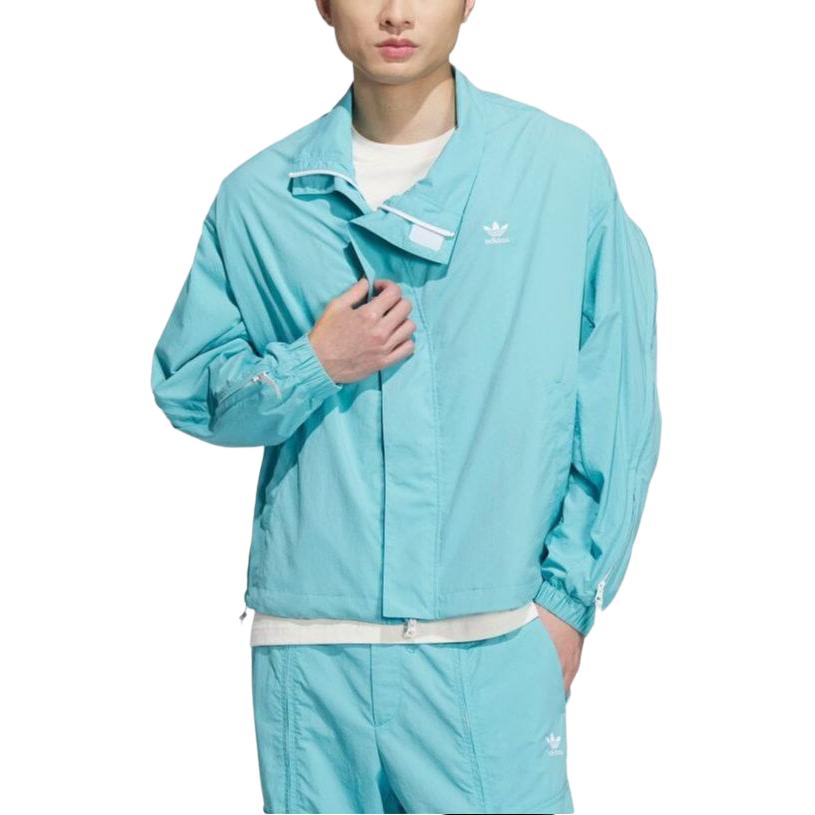 adidas Originals X Kr Op Collab SS24 Jednolity Kolor Kurtka Rozpinana z Długim Rękawem Męska Odzież Wierzchnia Turkusowy IZ4919