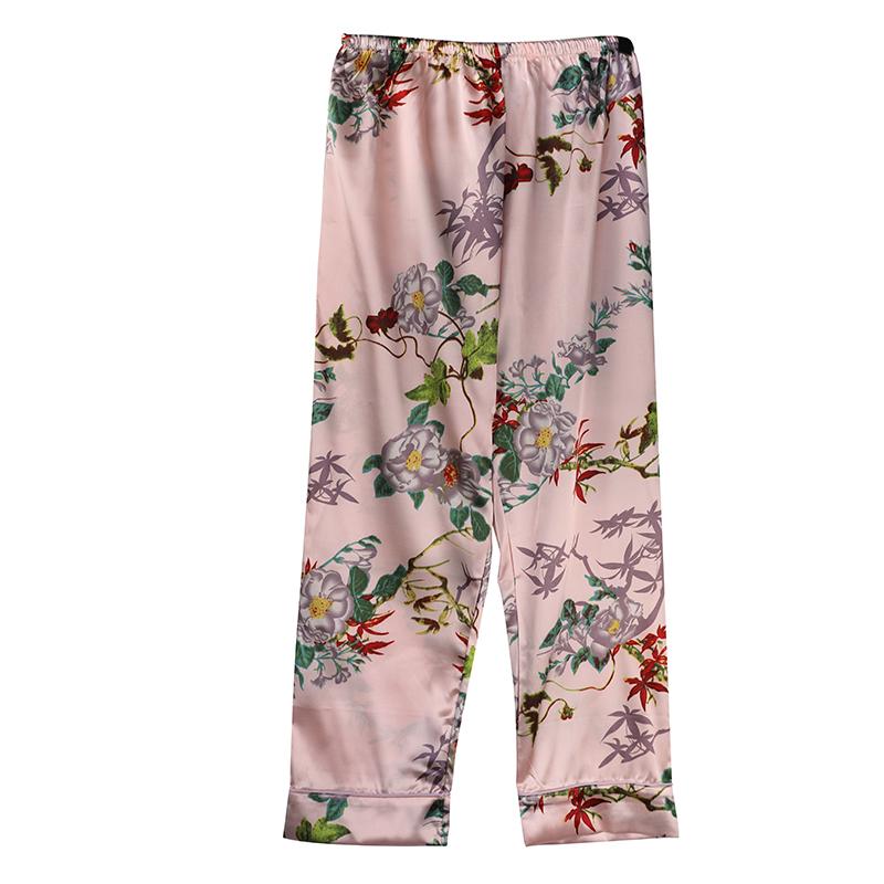 Drucken Blumen Pyjamas Set Frauen Koreanische Hause Tragen Lange Ärmeln Set Satin Lange Hose Casual Chic Nachtwäsche Trend