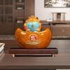 Aris & Juno Hand-Painted Copper Money Toad with Ingot Base, Traditional Chinese Wealth Attracting Statue with 360° Rotation, Feng Shui Office Desk