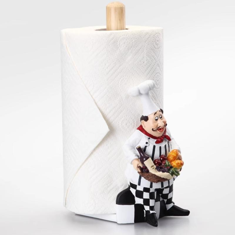 Kitchen Tissue Storage Box, Creative Vertical Chef Sculpture Tissue Holder, Centerpiece of Dining Table, Household Tissue Box