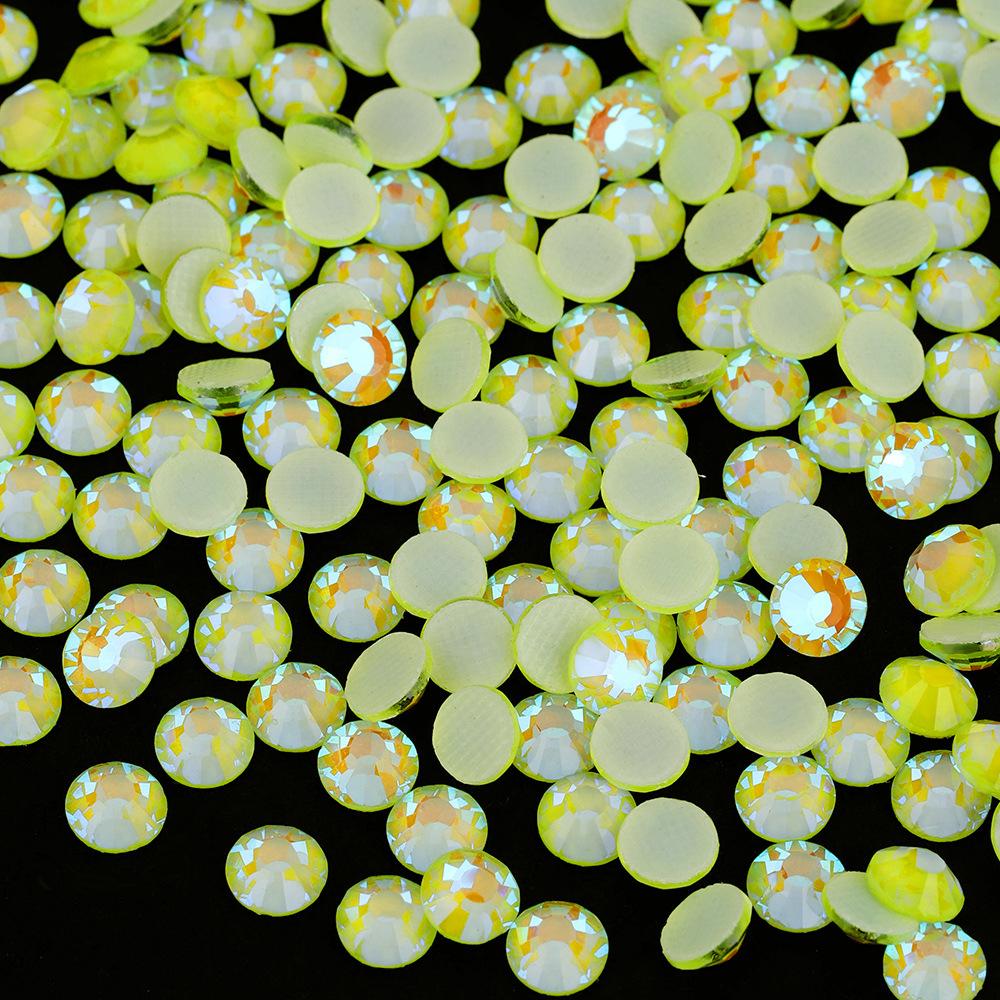 Glue Bottom Luminous Protein Flat Bottom Hot Drill Sticker Drill Colored Small Round Diamond Diy Clothing Accessories Glass Diamond Colored Diamond