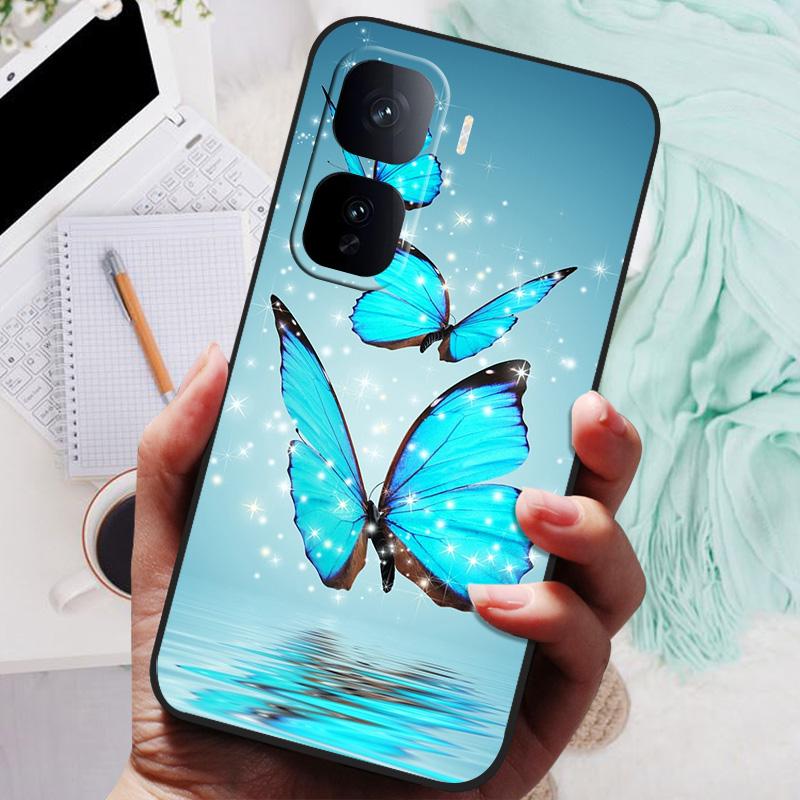 For VIVO IQOO Neo 10 Pro Case Black Cover Flowers Silicone Soft Back Cases For vivo iQOO Neo 10 Neo10 5G Phone Case 10Pro Bumper