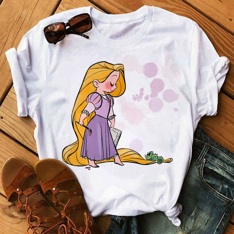 Disney Cartoon Princess Printed Women T-shirt Kawaii Graphic Printed T Shirt Summer Casual Short Sleeve Female Tops Tshirt Tees