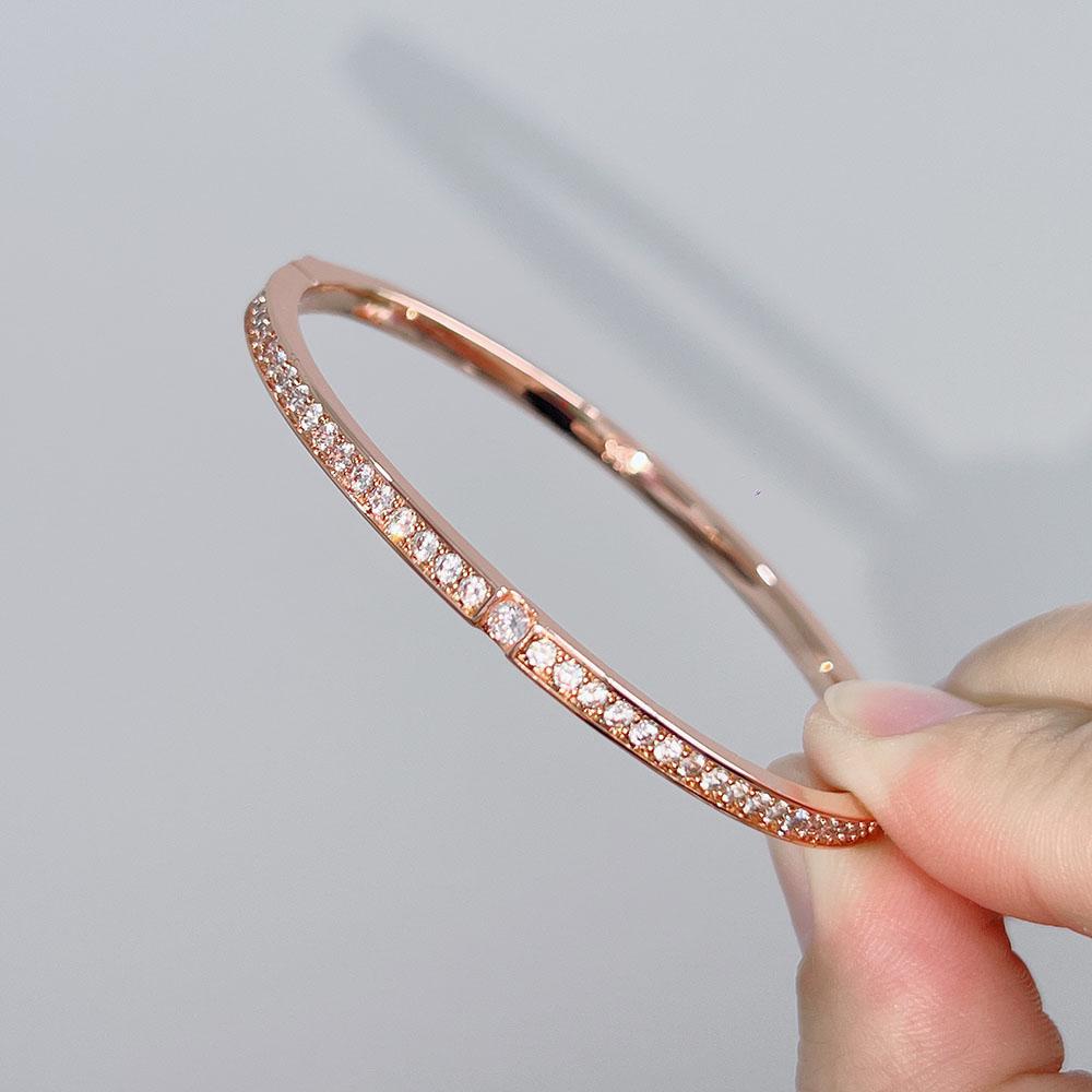 Top Quality Pure 925 Sterling Silver Jewelry for Women Gold Bangle Diamond Bangle Wedding Party Jewelry New Bangle Gift Jewelry