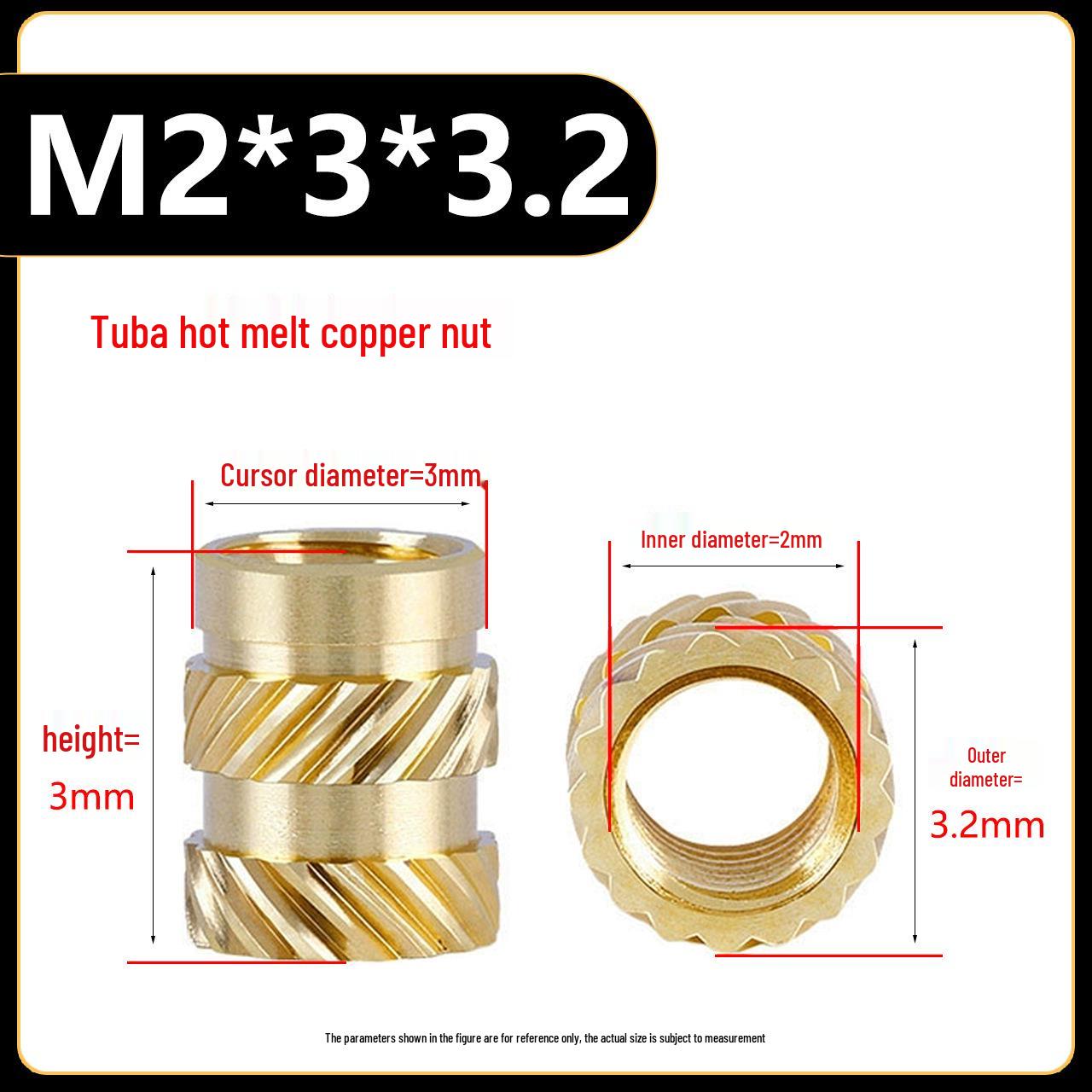 

Yigu Tu Ba Hot Melt Copper M2M10 Double Knurled Insert Nut for Injection Molding M10*10*12 (Hot Melt Nut)