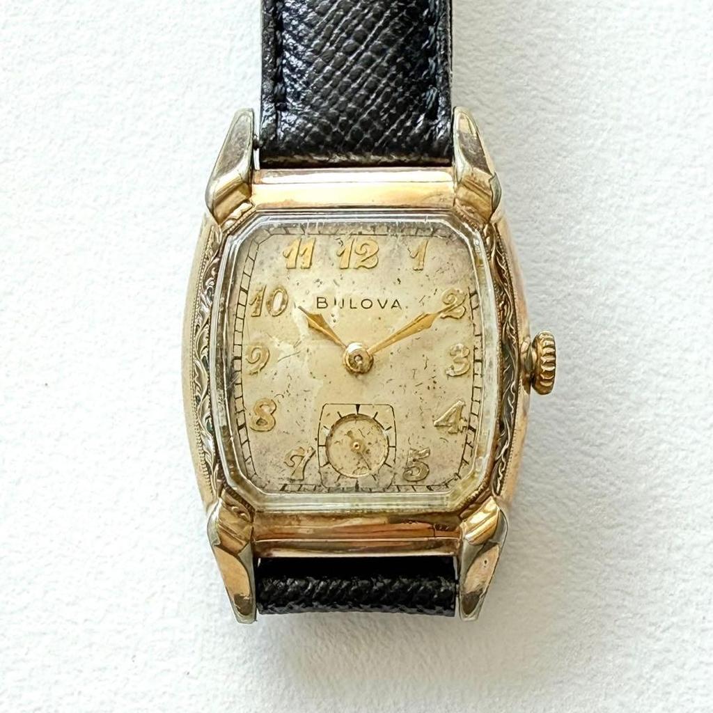 Used Antique Bulova Mechanical/hand-wound Watch Gold/black 1950's Rare