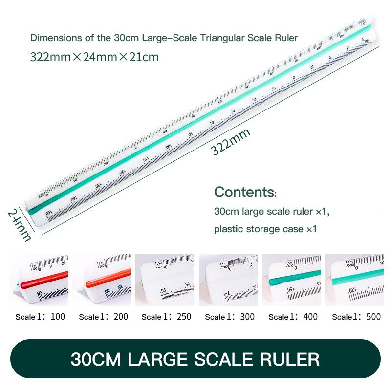 30cm Triangular Scale Ruler Drafting Measure Tool for Architects Engineers Students Drawing Straight Ruler Stationery Supplies