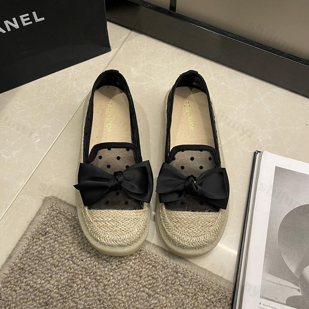 Fashion Bow Dot Design Fashion Casual Single Shoes Women's 2025 Summer New Mesh Breathable Comfortable Sandals Low Top Thick Soled Shoes