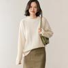 2026 Women's Autumn/Winter Round Neck Cashmere Sweater – Cable Knit, Loose Fit, Simple Casual Style
