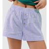 Spring and Summer Women's Striped Button Casual Slimming and Versatile Shorts