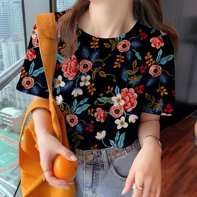 Dameskleding Ronde hals Los T-shirt Zomer Ademend Korte mouwen Casual Comfortabele Top Dames Stijlvol Elegant T-shirt