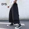 Men's Loose Fit Pants Hip-Hop Wide Leg Pants with Pockets Casual Black Layered Pants for Everyday Wear Street