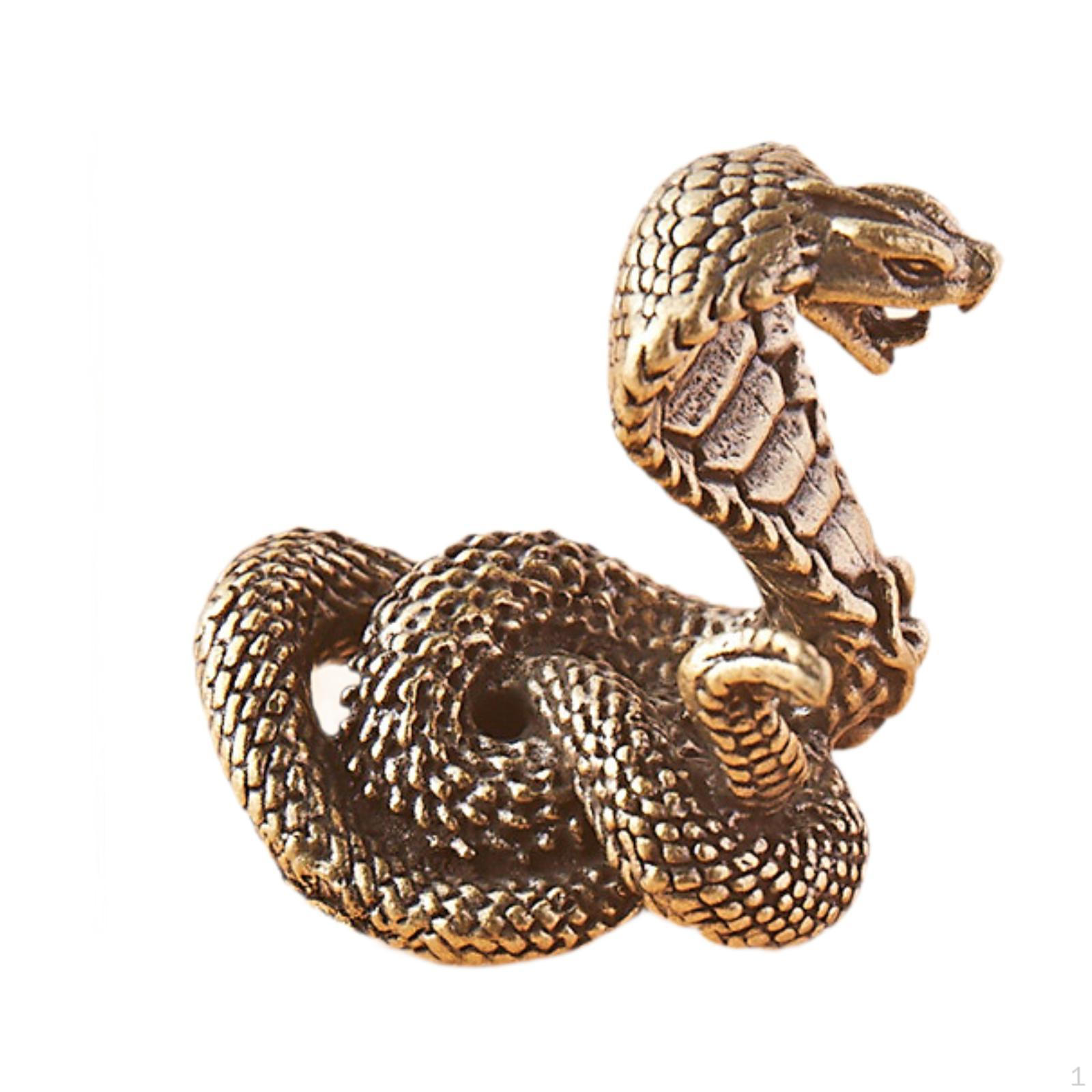 

Small Snake Statue Miniature Figurine Collectibles Brass Cobra Sculpture Animal Figure for Year