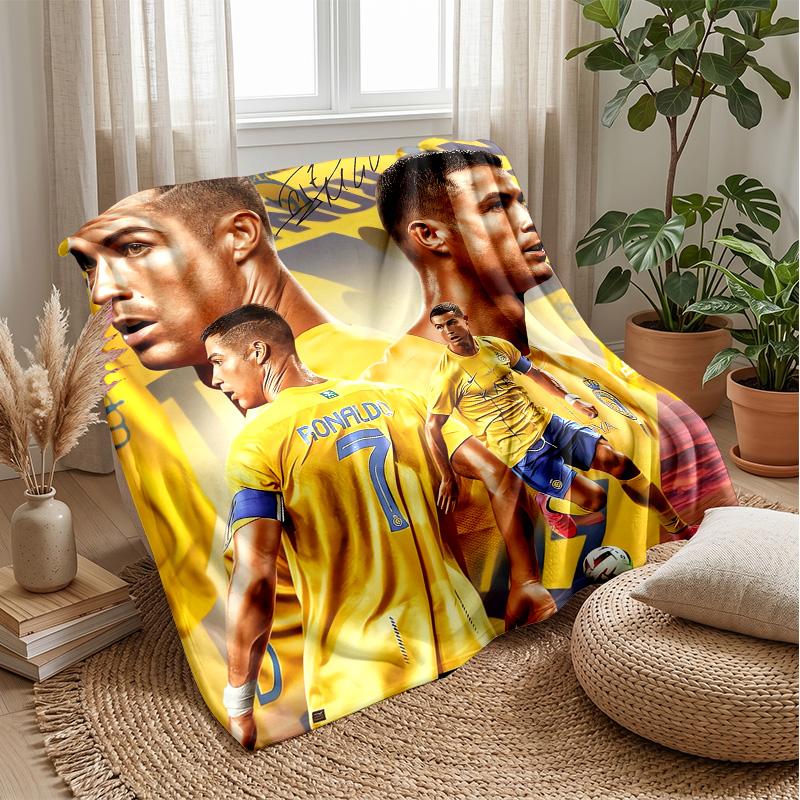 Cristiano Ronaldo Theme Blanket Soft Flannel Blanket Plush Throw Blanket Cozy Sofa Bed Blanket for Home Decor