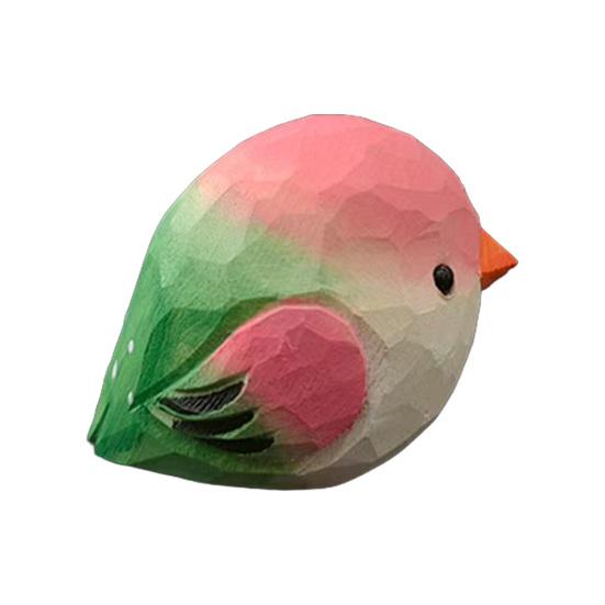 Mini Wood Carving Bird Ornament Hand-Carved Painted Bird Figurine Statue Sculpture Home Office Desktop Decoration Ornament