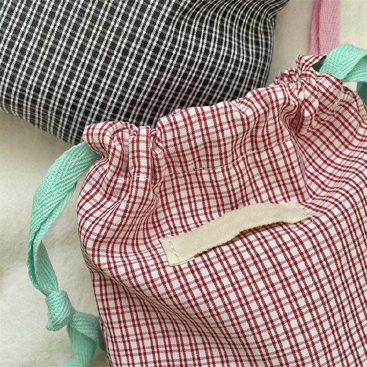 Drawstring Cosmetic Bag Portable Makeup Bag Plaids Lipstick Storage Pouch Toiletry Bag Travel Wash Bag Jewelry Organizers