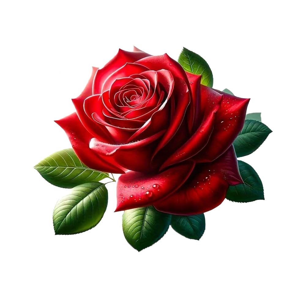 2 Realistic Red Rose Pack Vinyl Decal Stickers, Covered with Waterproof Poly Beer for Cars, Laptops and Smooth Surfaces