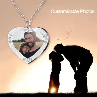 Print Demand Custom Photo Necklace Personalized Picture Custom Gift For Men Woman Chain Stainless Steel Heart Necklace