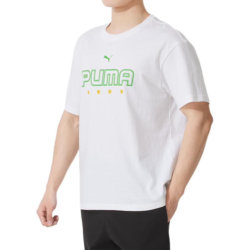 PUMA T Shirts Men's White Crew Neck Moderate 633072-02