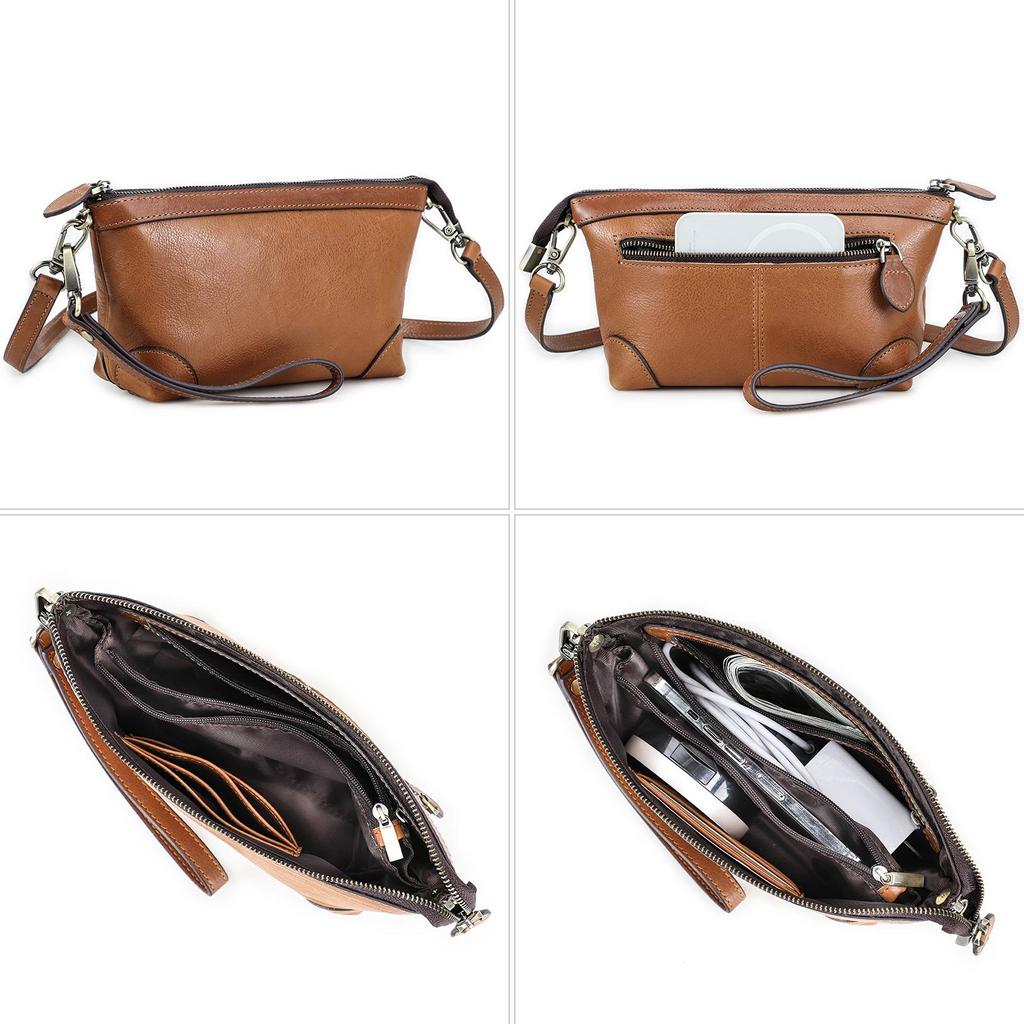 CONTACT'S Genuine Leather Small Shoulder Bags for Women Luxury Designer Sling Bags Female Handbags Clutch Bags Phone Pocket Wallets